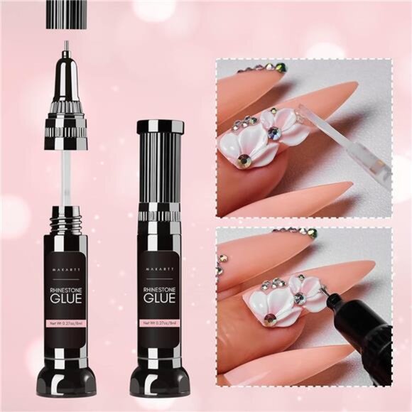 Nail Rhinestone Glue Gel, Upgrade Gel Nail Glue with Brush Pen Tip Super Strong - Picture 3 of 7
